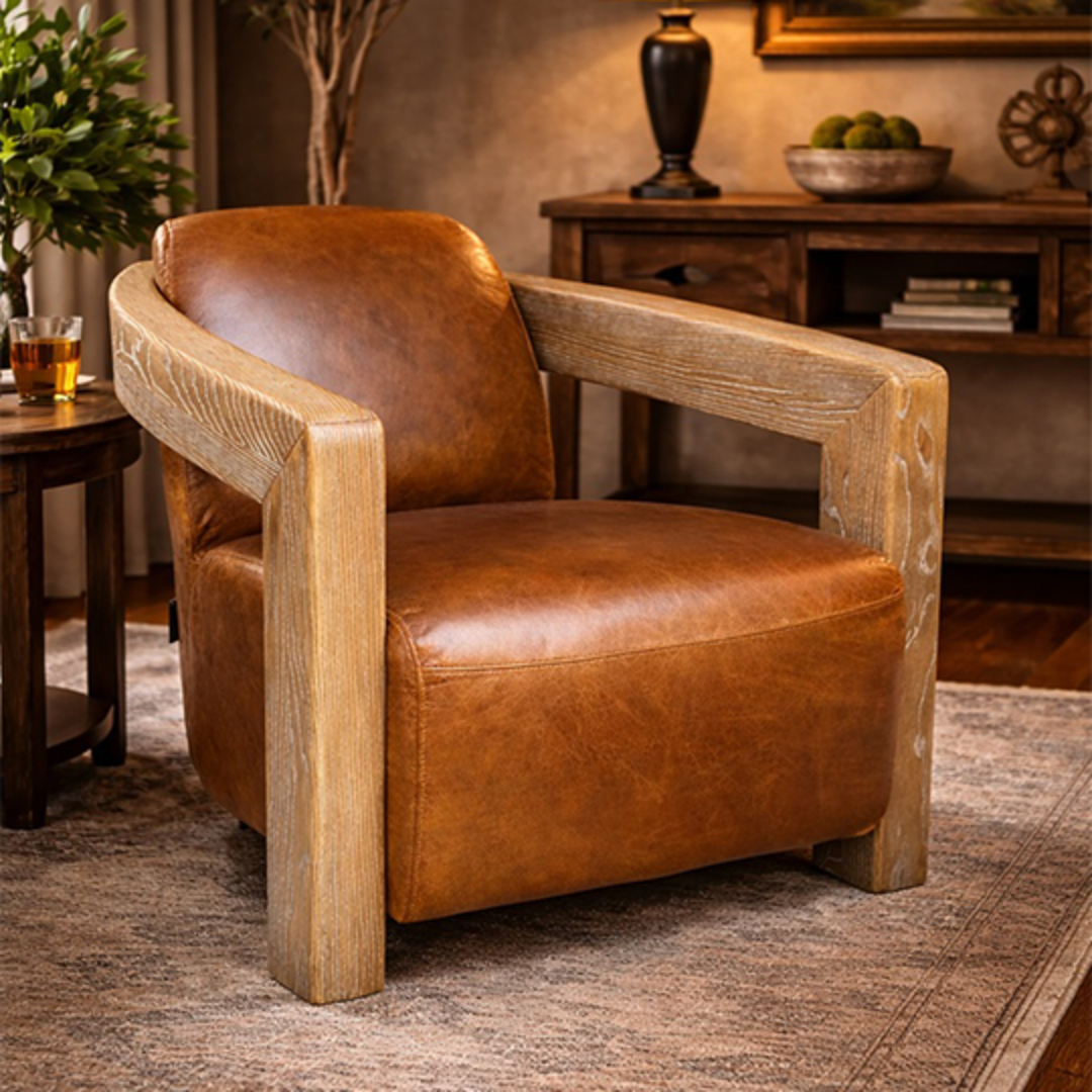 Bristol Aged Full Grain Leather Chair - Vintage Tan image 3